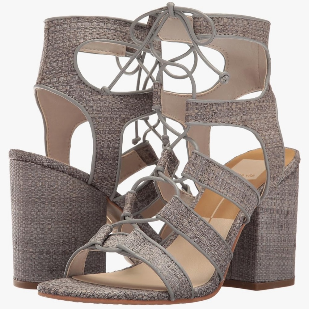 Dolce Vita Eva Heeled Sandal Smoke Raffia
